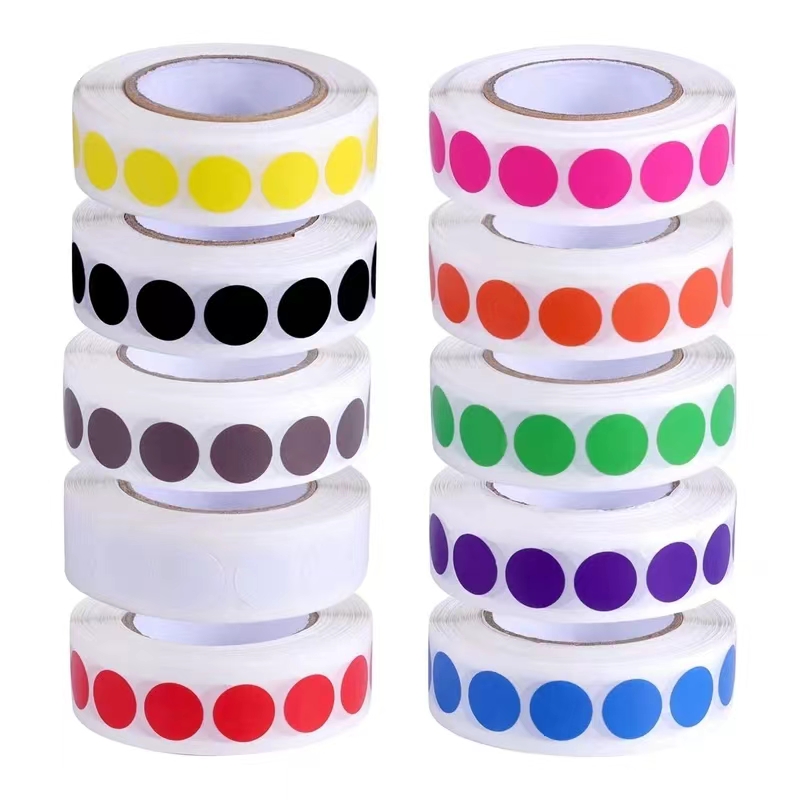 Round Blank Handmade Sticker Roll Dot Stickers Scrapbooking Self-adhesive Color Labels for Marking Classification