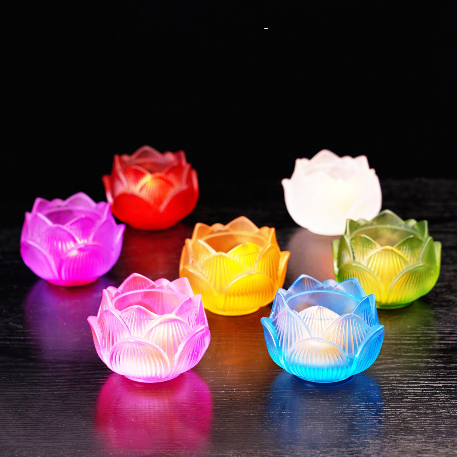 * 8 farver krystal lotusblomst lysestage свічки на батарейках buddhist lysestage lys aromaterapi lys til fødselsdag
