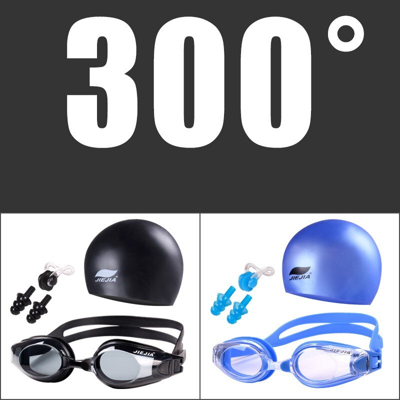 Waterproof and anti-fog swimming glasses, myopia goggles, uv goggles, adjustable silicone goggles, silicone swimmin: MYOPIA -300