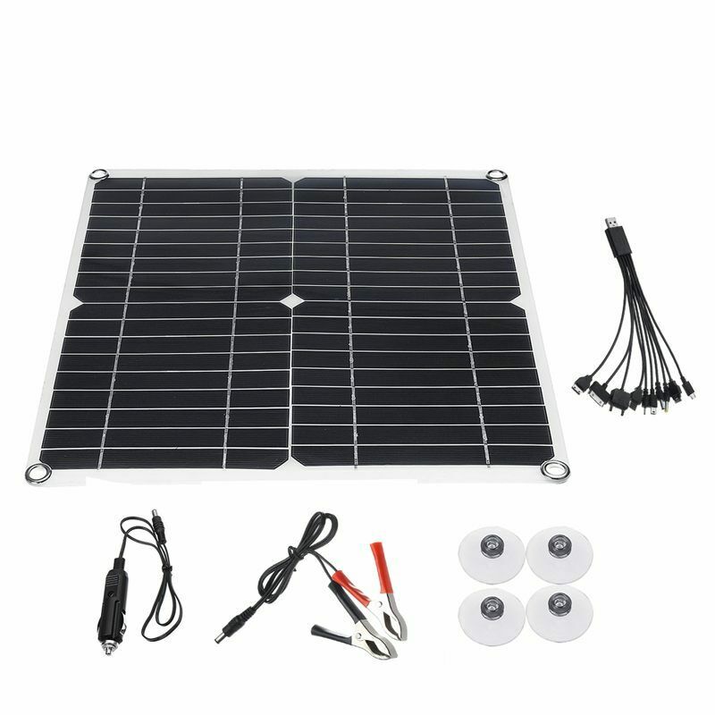 Pohiks Flexible Solar Charger 80W 18V Monocrystalline Solar Panel Led Light RV Battery Boat Waterproof Outdoor Charger