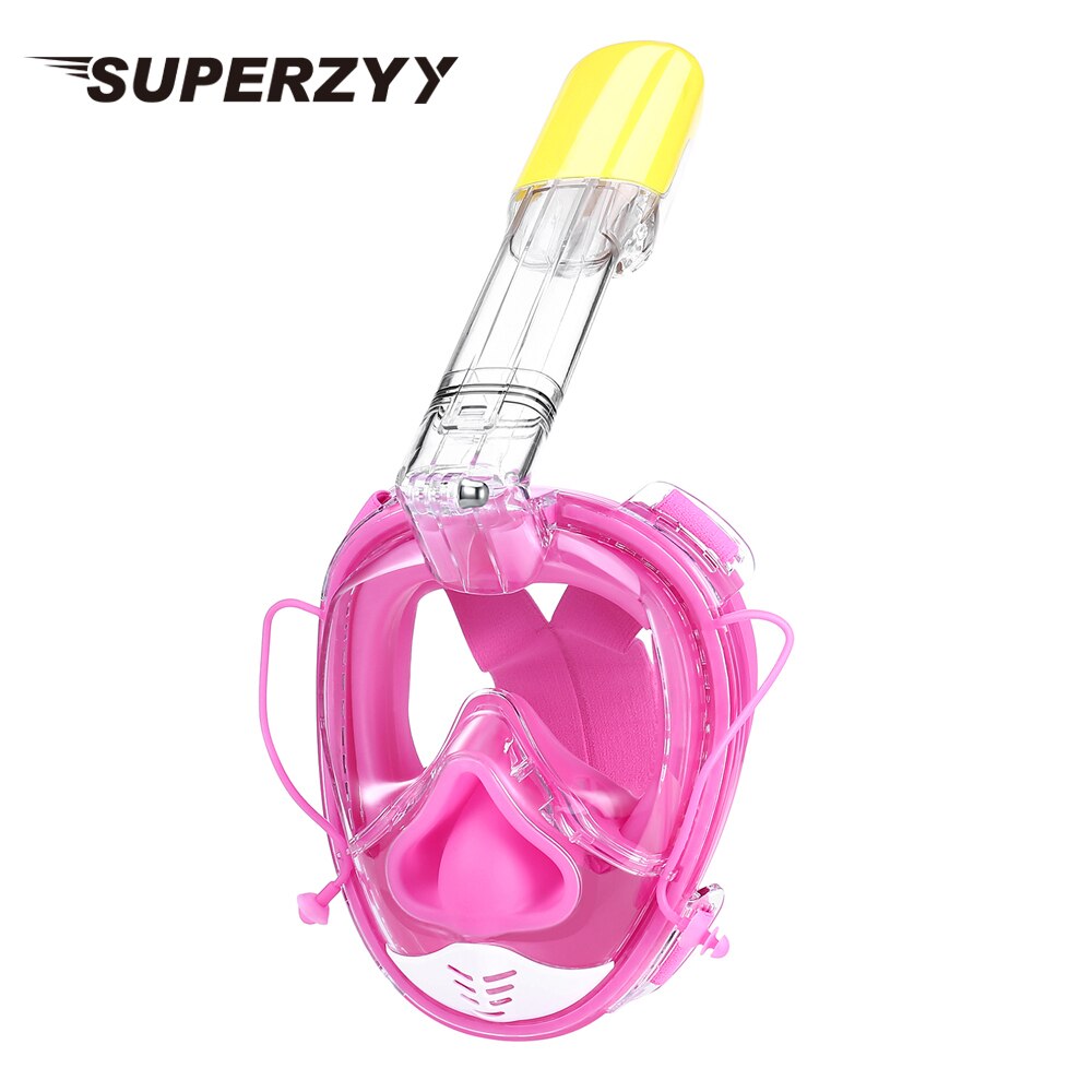 SOFT NOSE Diving Mask Full Face Scuba Mask One-piece Gasbag Anti-fog Snorkeling Mask for Kids Adults: Color 3 one size