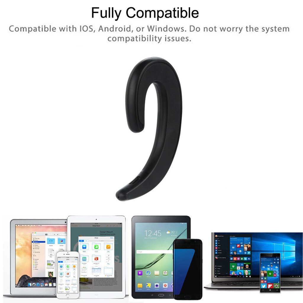 Single Bone Conduction Earphone Wireless Bluetooth 4.2 Sports Headset Hands-free Mini Earpiece For PC Laptop Tablet Smartphones