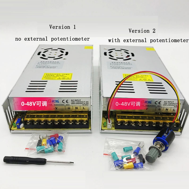 AC110V/220V to 0-48V 10A 0-480W Adjustable DC Regulated Switching Power Supply HJS-480-0-48 Transformer Power Unit
