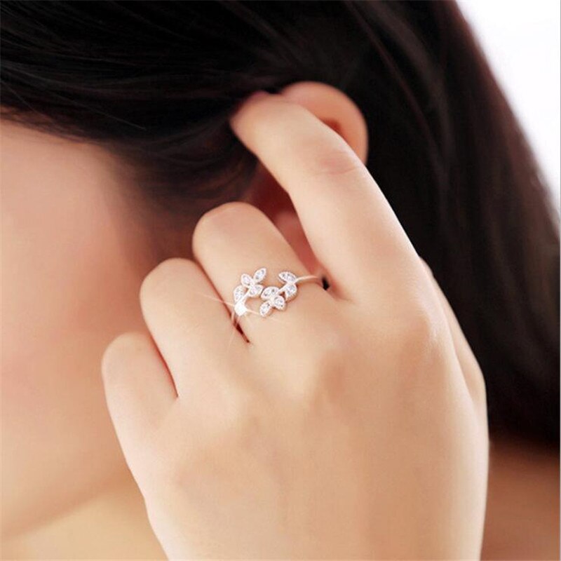 Bohemian Etnische Crystal Leaf Ringen Voor Vrouwen Bridal Wedding Vintage Vinger Ringen Kerstcadeaus