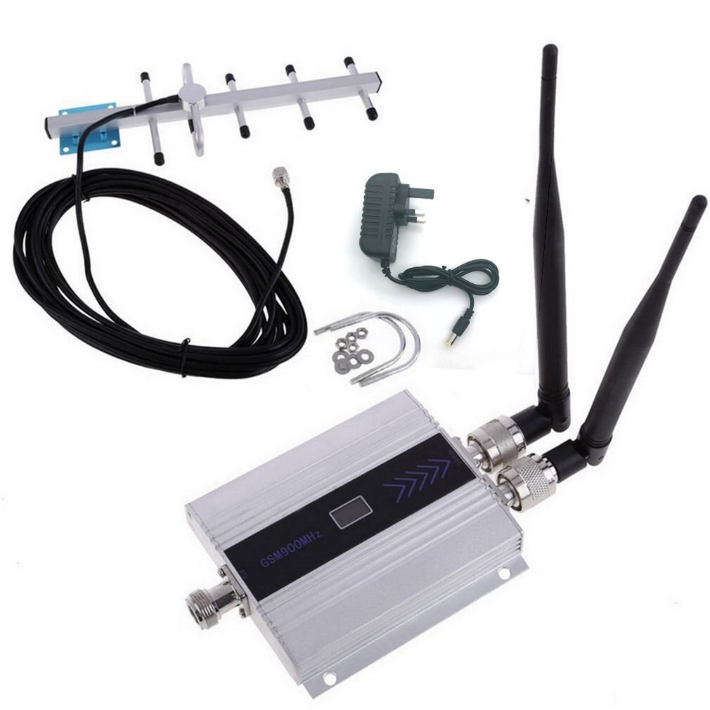 LCD GSM 900Mhz Cell Phone Signal Repeater Booster Amplifier+Yagi Antenna UK Socket Phone Signal Repeater Booster Amplifier