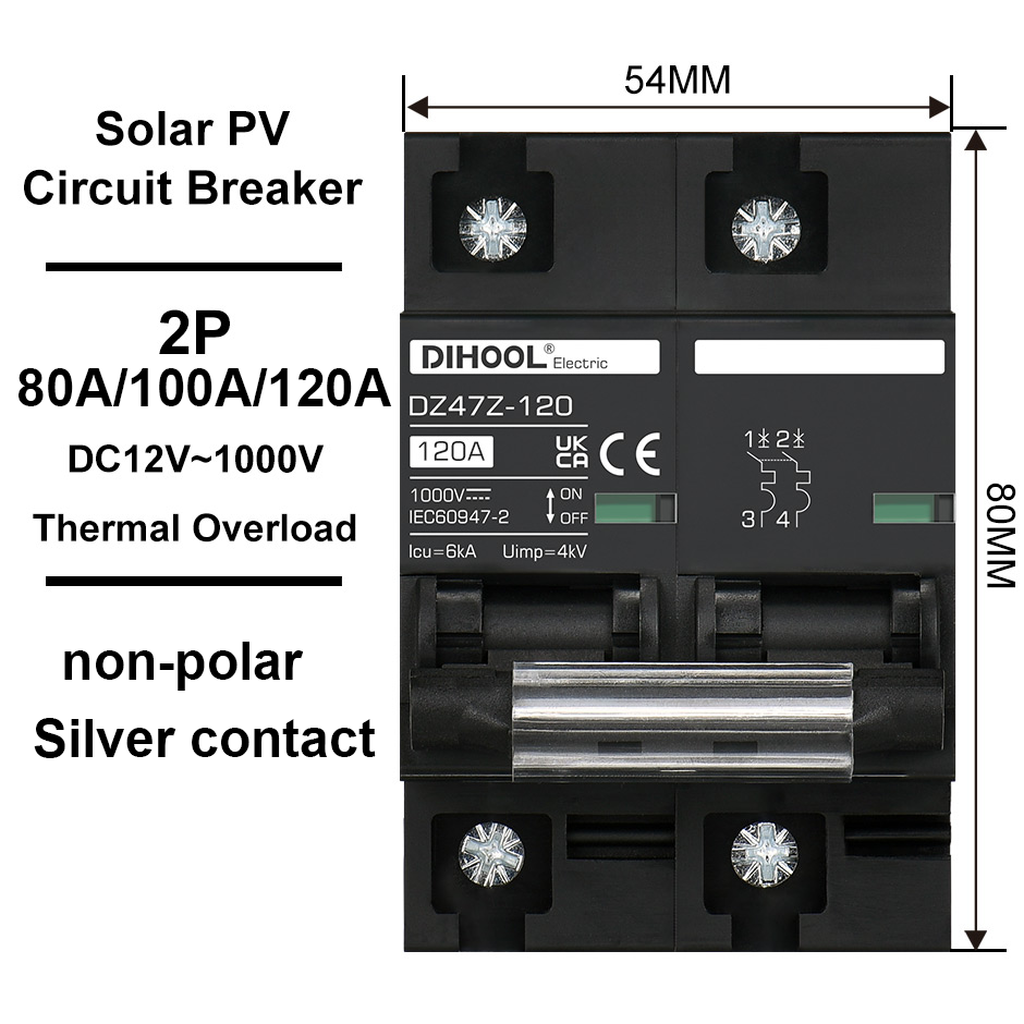 Disyuntor Solar DC DC1000V MCB protección contra sobrecarga interruptor de desconexión 100A 120A 20A 25A 30A 40A 50A 60A Protector de batería