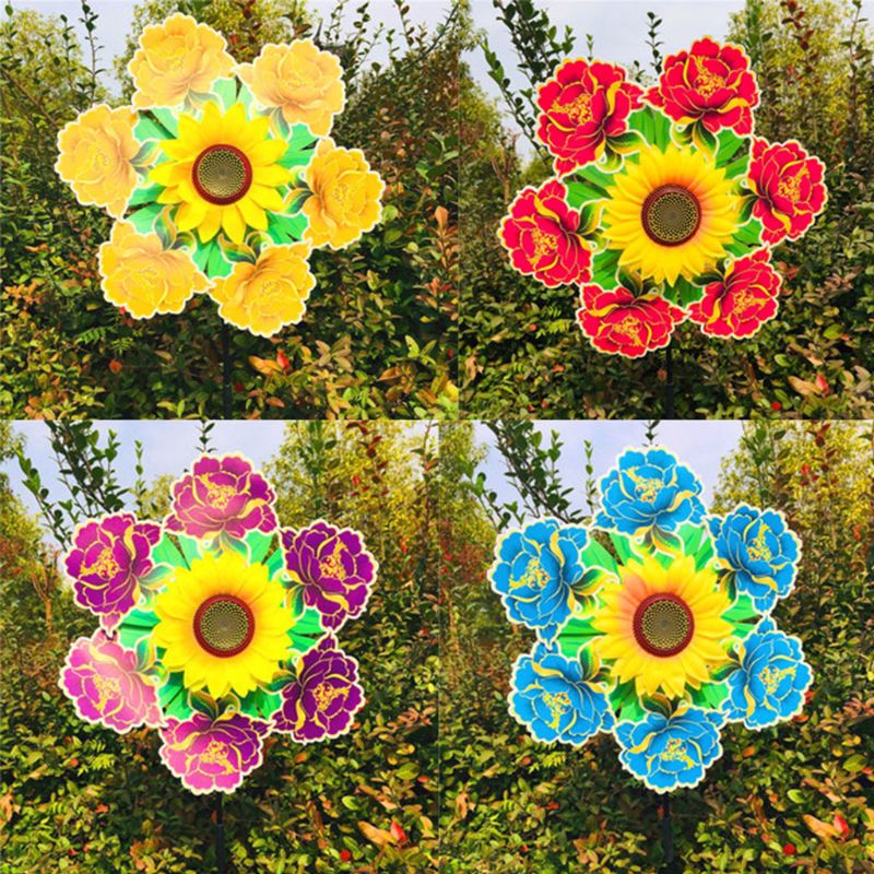 Molino de girasol Spinner de viento, juguetes de flores de colores, decoración de jardín, molinete, para niños, adornos para juegos al aire libre