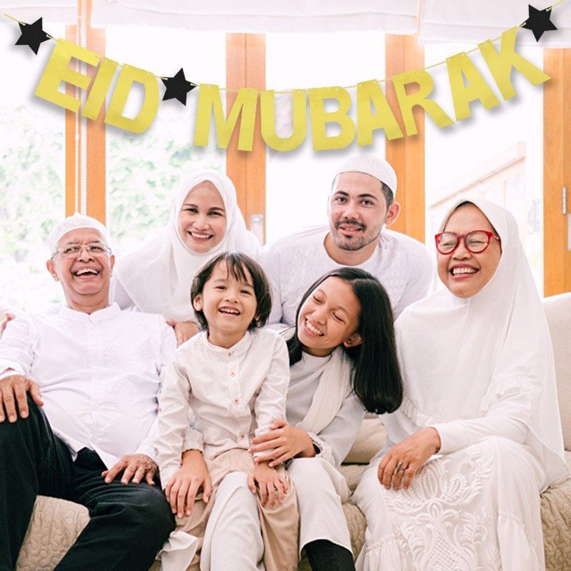1Set Eid Mubarak Banner Wall Hanging Ramadan Kareem Paper Garland EID Flag Festival Bunting Islamic Muslim Mubarak Decoration