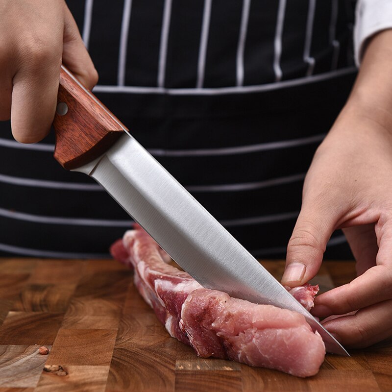 4pc Kitchen Knives Set Butcher Knife for Fish Fruit Vegetable Chef Knife Stainless Steel Boning Knife Meat Cleaver Utility Knife