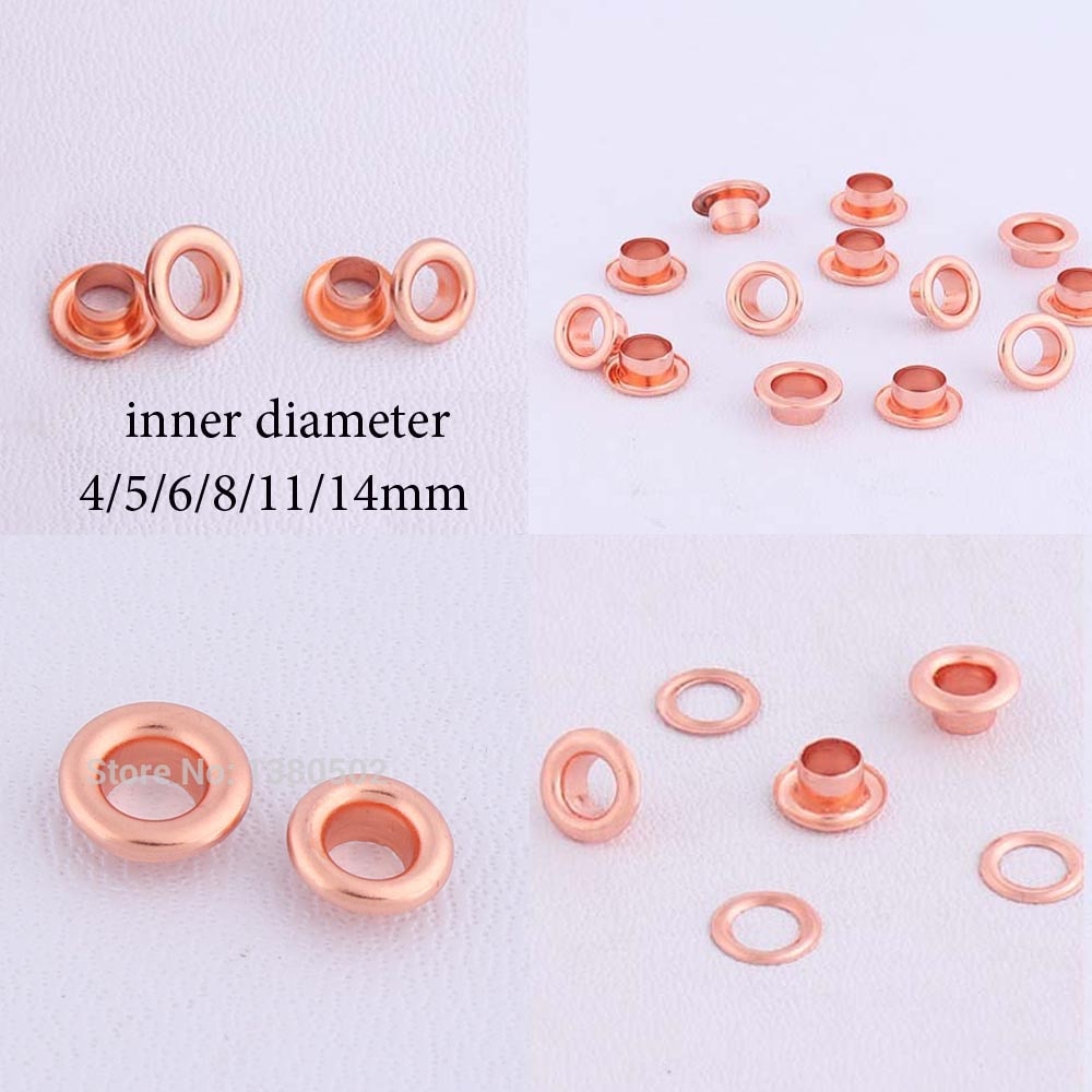 100 stk/parti øjer rund beklædningsgenstand med skive indvendig diameter 4/5/6/8/11/14mm rosa guld beklædningsgenstande gør-det-selv tilbehør til tøj
