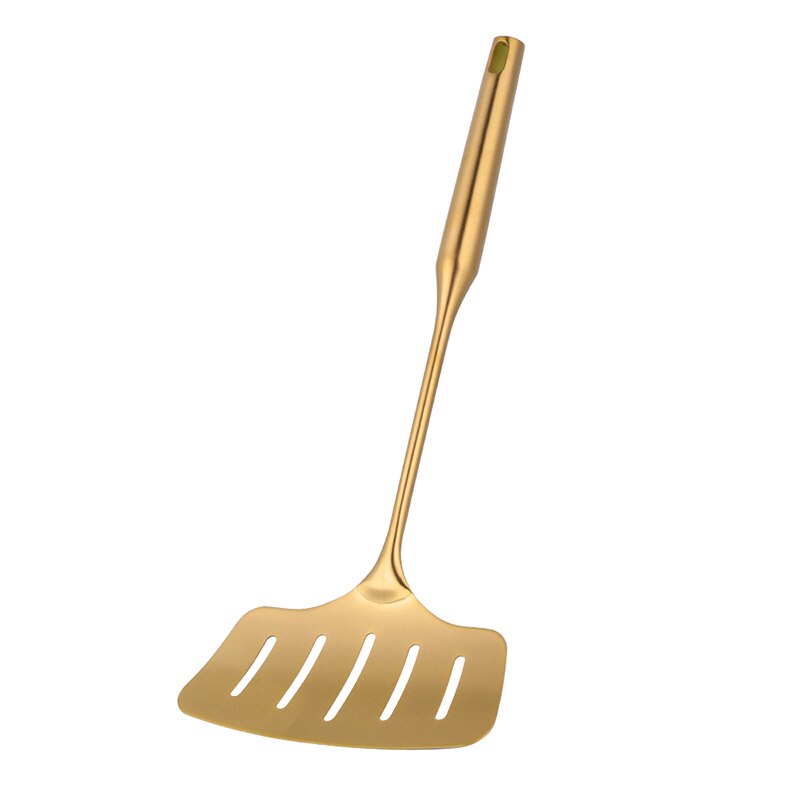 1/4 pcs Rose Gold Kitchen Accessories Gold Matt Utensil Stainless Steel kitchenware Long Service Spoon Fork Fish Cooking Tool: Gold-1pcs