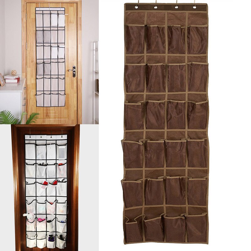 24 Mesh Pockets Over Door Shoe Organizer Hanging Closet Shoe Hanger Storage FP8