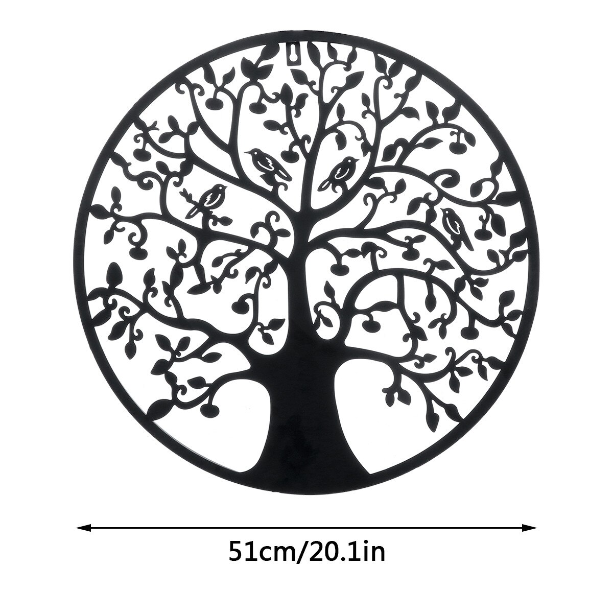 51cm Tree of Life Iron Art Home Hanging Ornament Nordic 3D Iron Tree Round Wall Hanging Decorations Art Home Wall Decoration