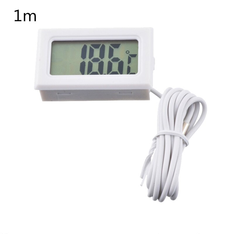 Digital LCD Thermometer Temperature Gauge Aquarium Thermometer with Probe: white wired 1M