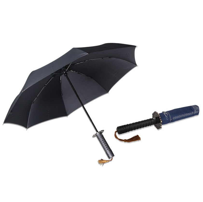 Creatieve Relatiegeschenk Paraplu Gouden Vlinder Samurai Paraplu Mannen Drievoudige Automatische Opvouwbare Paraplu Duidelijk