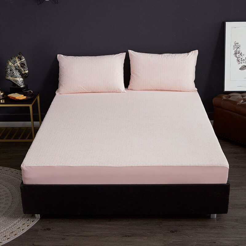 Waterproof Urine Mattress Pad Cotton Terry Bed Cover Striped Mattress Cover Breathable Bed Covers Fitted Sheet Anti Bed Bug Mite