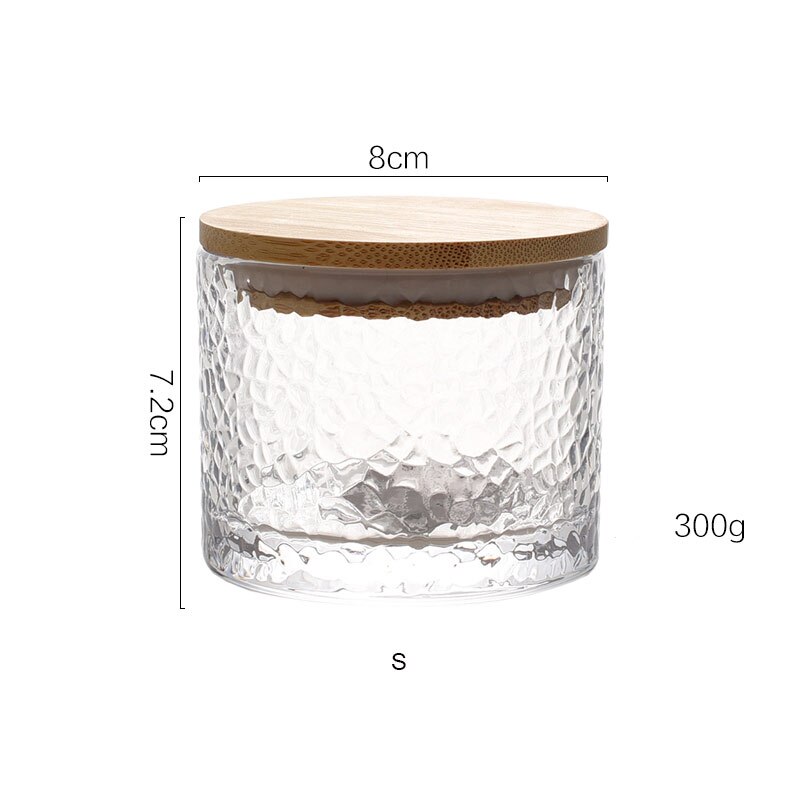 Nordic Kitchen Organizer Sealed Glass Canister Food Storage Container Tea Coffee Sugar Storage Jars With Wood Lid and Rim: Small