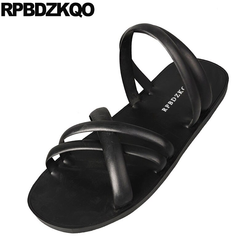 Schoenen Maat 47 Water Zwarte Mannen Gladiator Sandalen Zomer 46 Grote Rubber Strap Romeinse Waterdichte Slides Casual Slippers Platte Runway