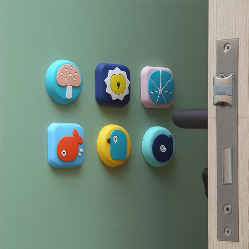 Cthome 1 stuks muurverdikking dempende deurknop golfstyling rubberen spatbordgreep deurslot beschermmat thuis muur deurknop matten