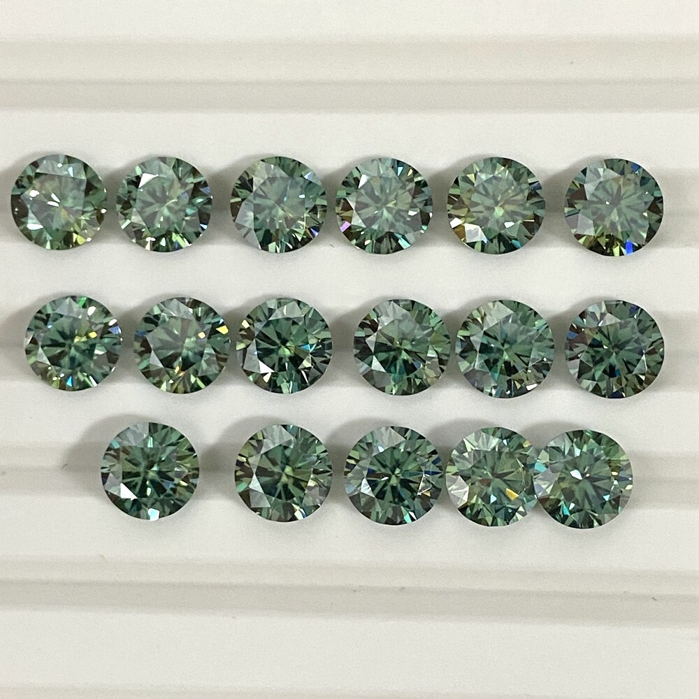 Meisidian 2 Carat 8Mm Ronde Groen Blauw Moissanite Diamond Pirce Per Karaat