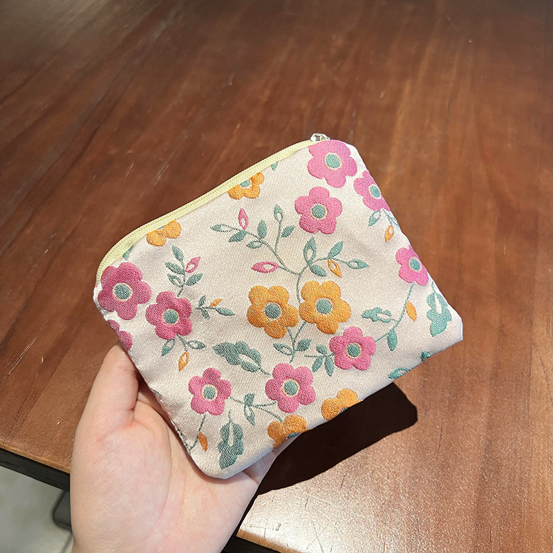 Ins Small Coin Purse Pouch Mini Wallet Printed Lipstick Key Women Sanitary Napkin Storage Bag Fabric Zipper Makeup Organizer: MULTI