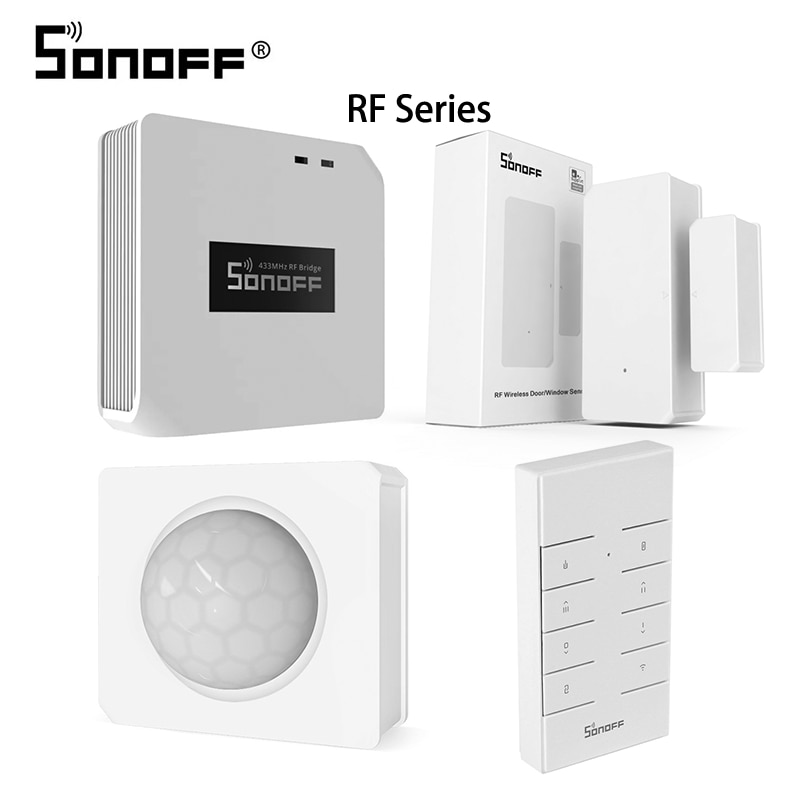 SONOFF-Hub inteligente RF Bridge R2, dispositivo con temporizador, Control por aplicación eWeLink, alarma antirrobo para casa inteligente, funciona con Sensor de movimiento DW2 RF, 433MHz