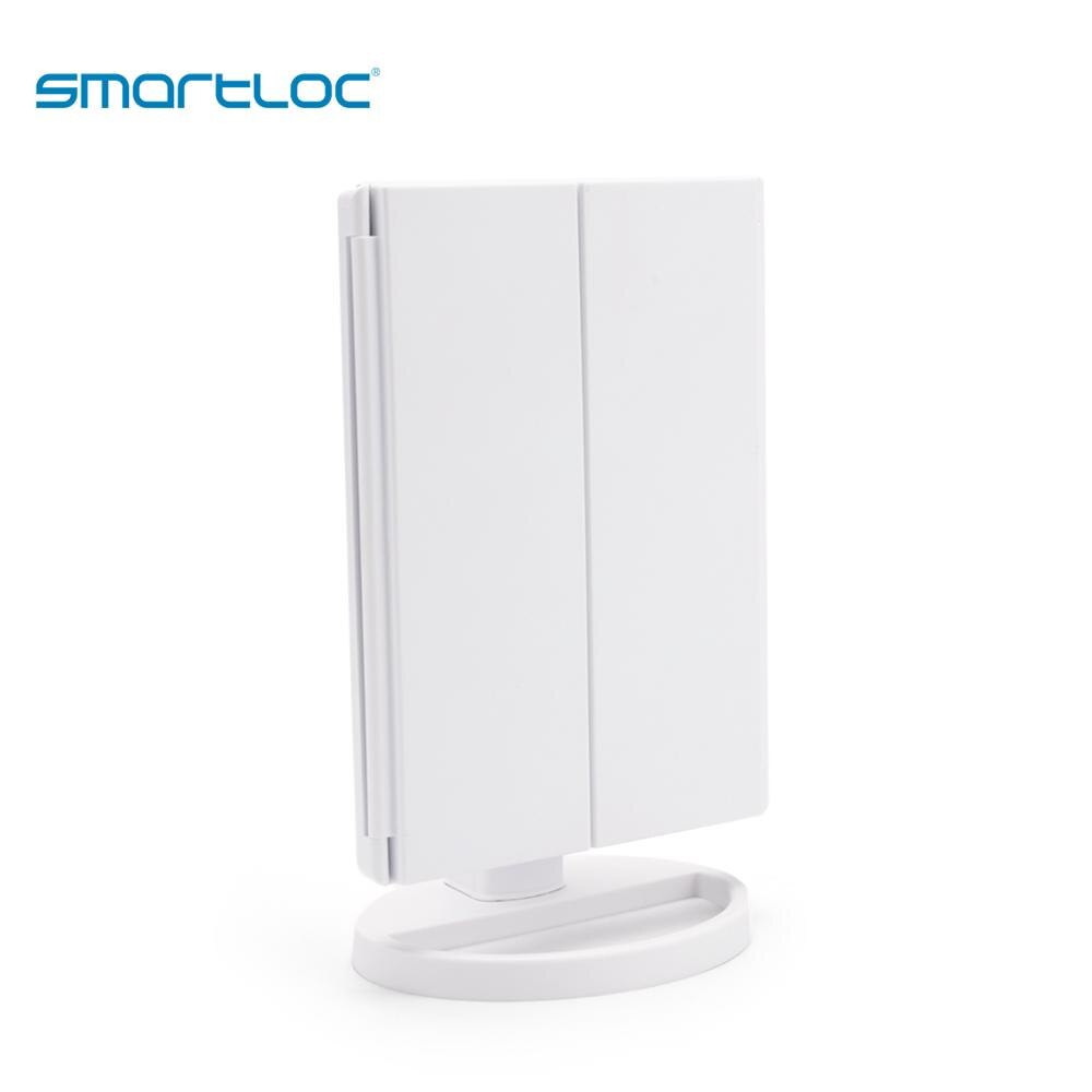 Smartloc 2x förstorande led-ljus pekskärm skrivbord sminkspegel badrum badkar speglar handfat toalett kosmetika 360 roterande