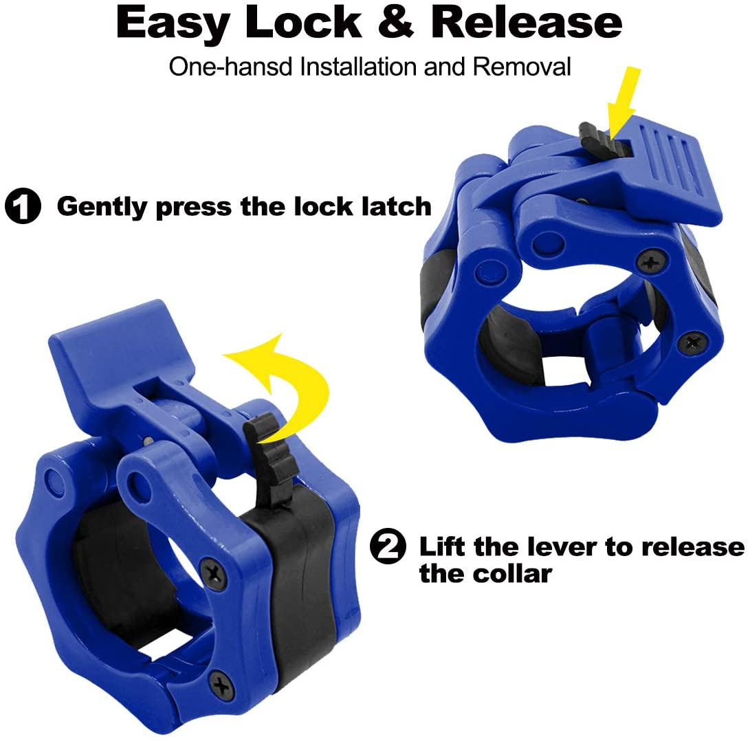 Olympic Barbell Clamps 2inch Quick Release Pair of Locking Weight Bar Plate Locks Collar Clip for Weightlifting Fitness Training
