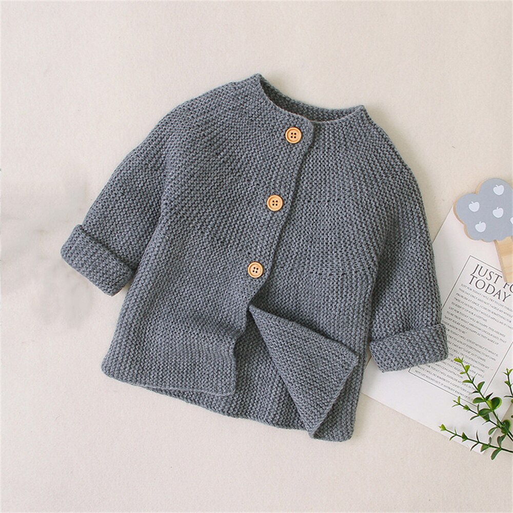 Lente Herfst Baby Jongens Meisjes Trui Peuter Dikke Gebreide Vesten Pasgeboren Lange Mouwen Zachte Baby Jas Casual Baby Truien top: GRAY / 80