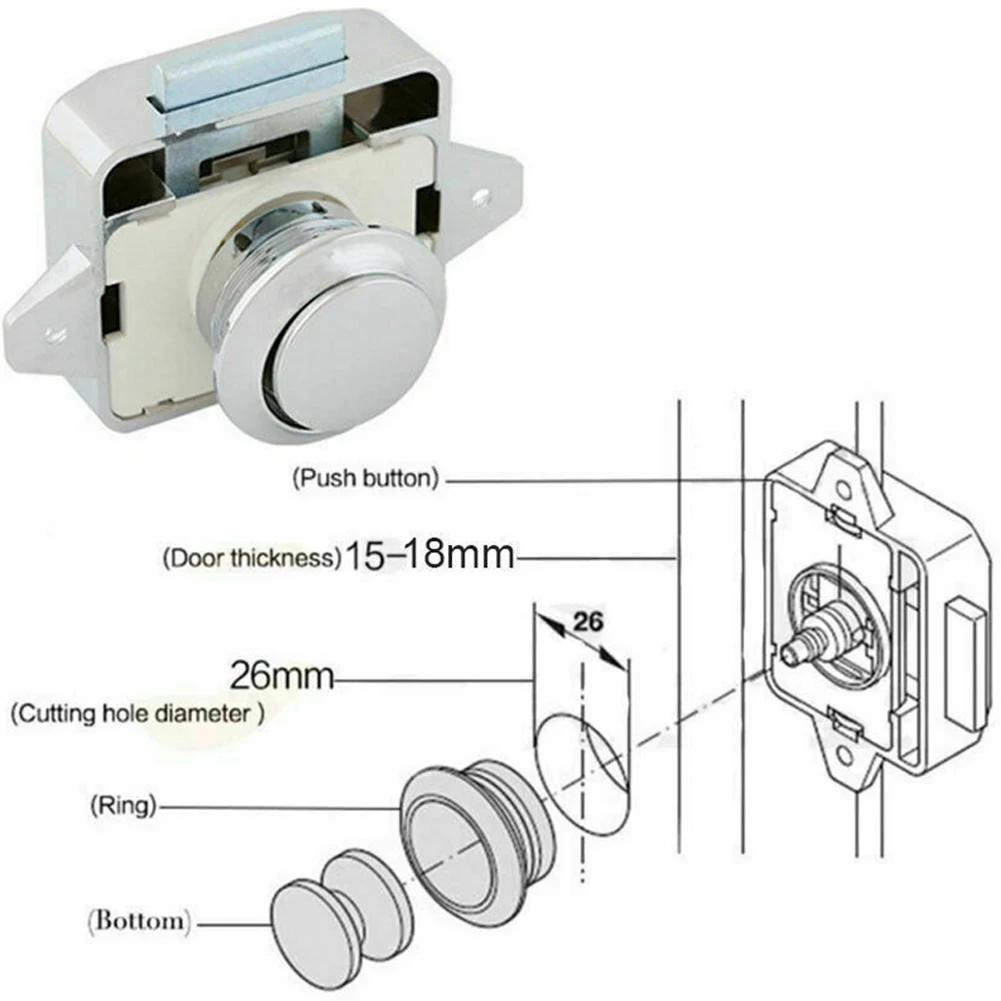 Camper Auto Drukknop Slot Slot Kast Deurknop Caravan Camper Rv Kast Lade Push Latch Lock Hardware
