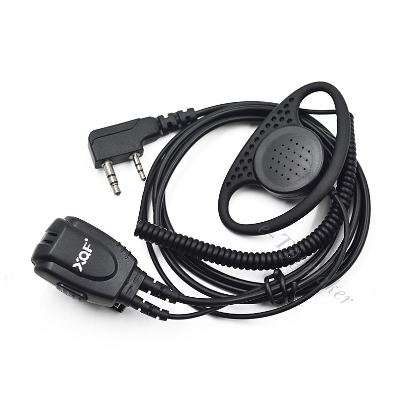 XQF D-Anillo de alambre en espiral gancho auricular micrófono PTT para $TERM impacto Baofeng Radio portátil UV-5R BF-888S Walkie Talkie UV5R GT-3TP