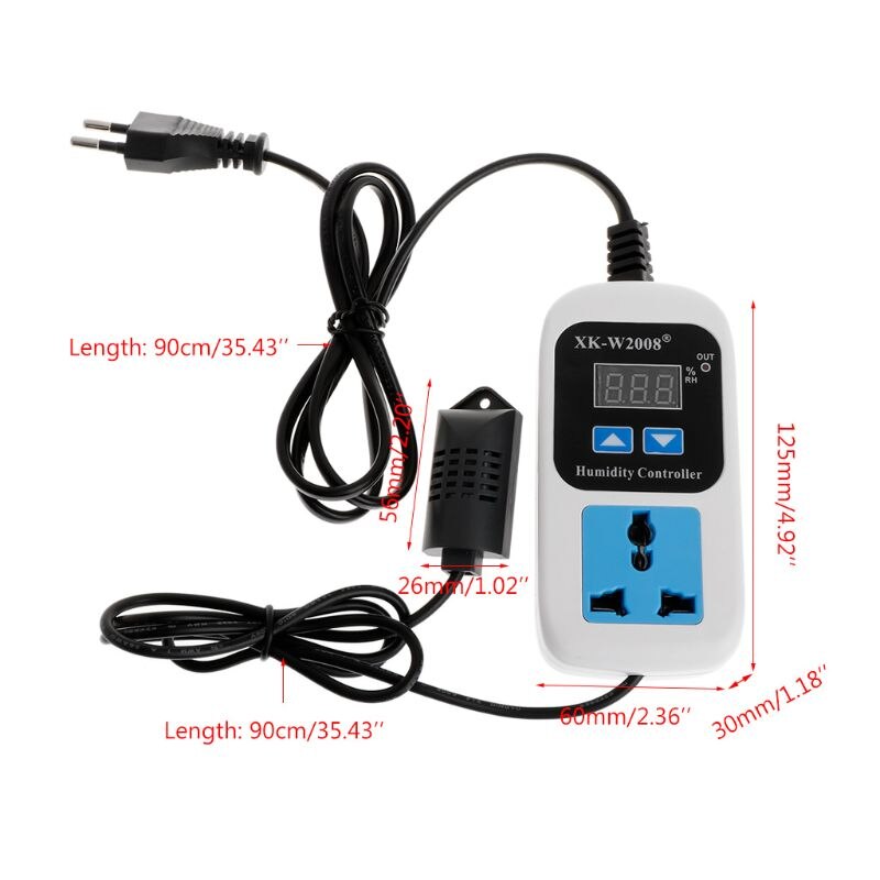 Rouge LED contrôleur d'humidité interrupteur sortie directe 110V-220V 10A hygromètre contrôle d'humidité interrupteur prise 0%-99% RH