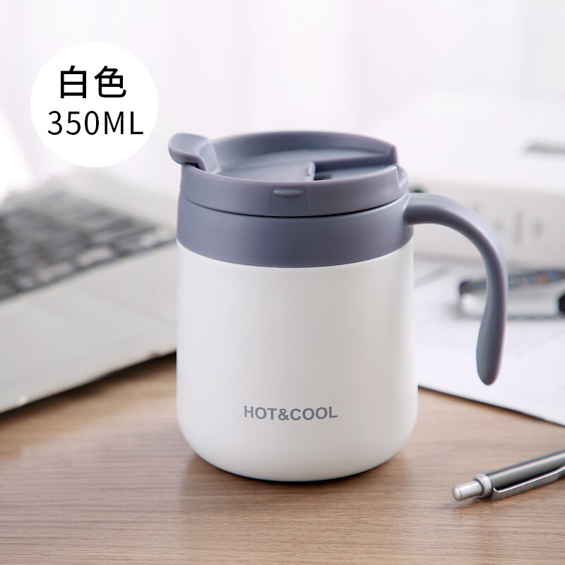 Kubek termiczny biurowy termiczny kubek robić kawy 304 termos biznesowy ze stali nierdzewnej z uchwytem termoizolacyjnym 350ML 460ML: biały