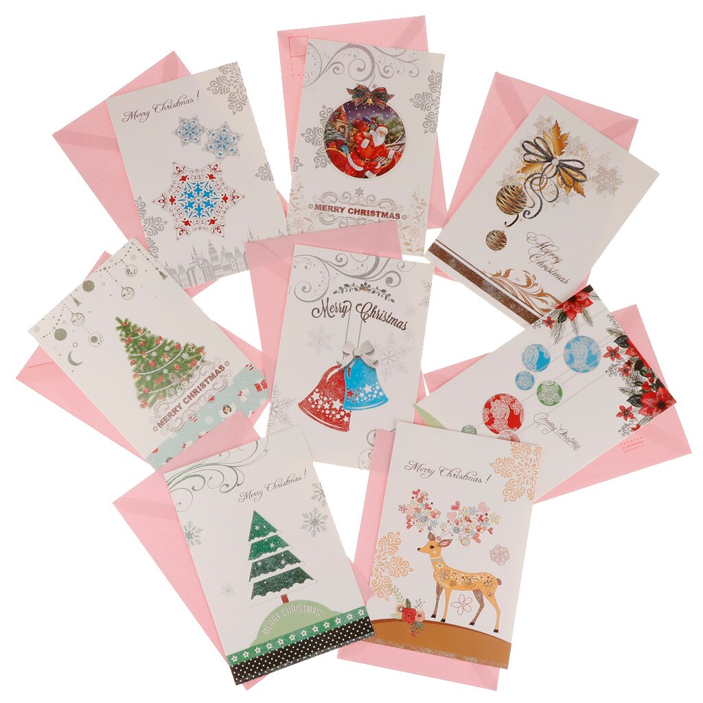 8 st / set god jul gratulationskort bulk box set xmas card kuvert: A