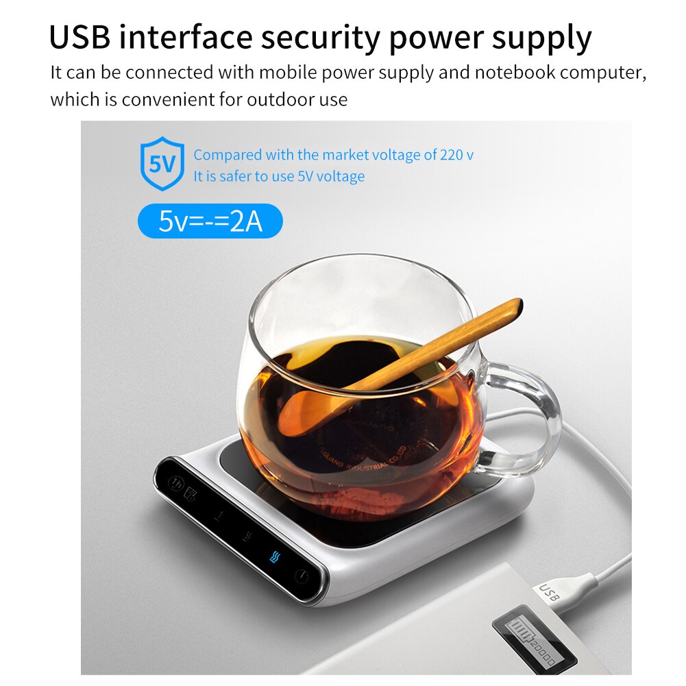 Portable Adjustable Temperature ABS Desktop Heating Pad USB Charging Home Office Waterproof Coffee Mug Warmer Electric Milk Tea