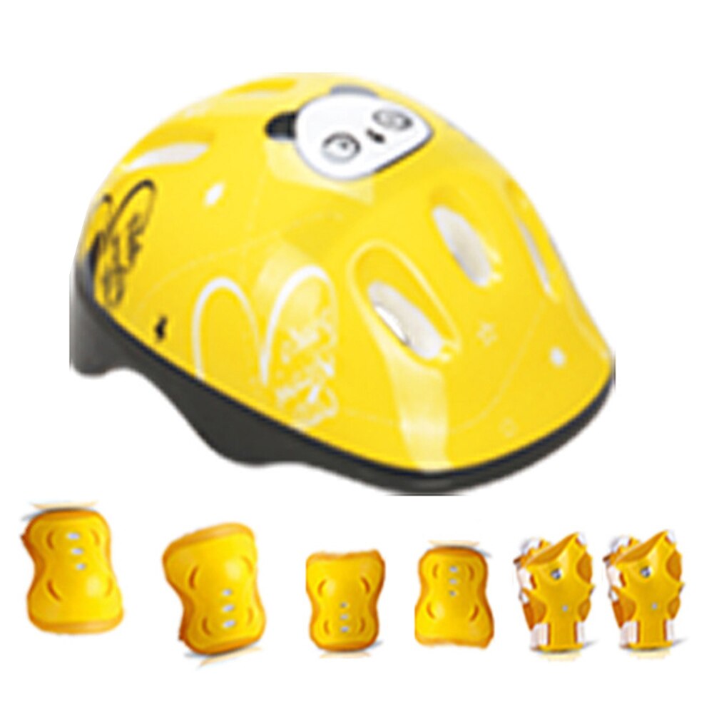 Elleboog Sport Outdoor Fietsen Helm Protector Set Rolschaatsen Rijden Pols Knie Veiligheid Verstelbare 7 Stks/set Safeguard Voor Kids: yellow