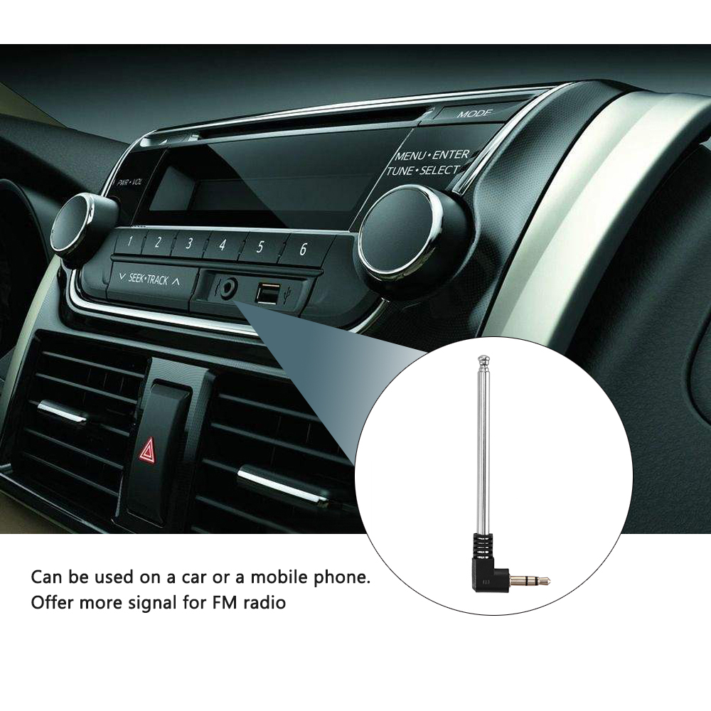 Antenne 3.5mm øretelefonstik rustfrit stål indtrækbar bærbar bil bil mobiltelefon fm radio antenne