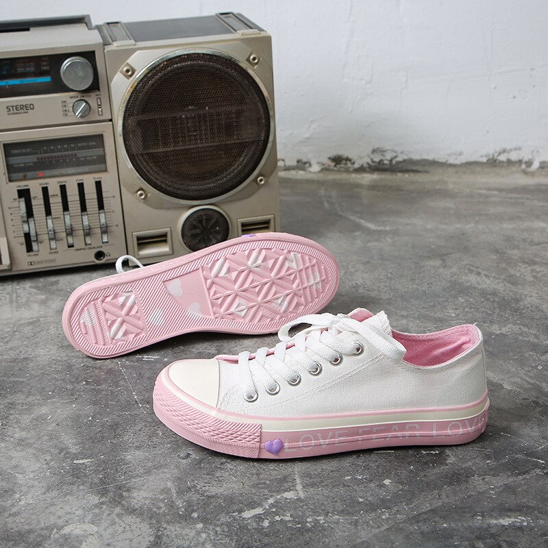 Rose Orange coeur forme sur semelle toile chaussures blanc cassé chaussures femme conseil chaussures printemps chaussures D197 vulcanisé chaussures: pink / 8.5