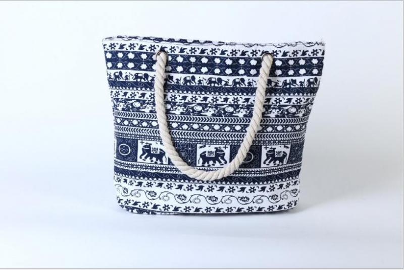 Bohemian Handbag Women's Large Capacity Handbag Single Shoulder Bag Beach Bag Leisure Bag Cotton Rope Handbag: 15