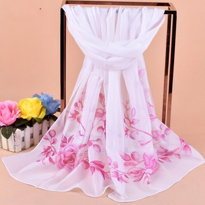 Bufandas de seda de gasa para mujer, chal cuadrado de poliéster con estampado de flores, de verano, a la , novedad