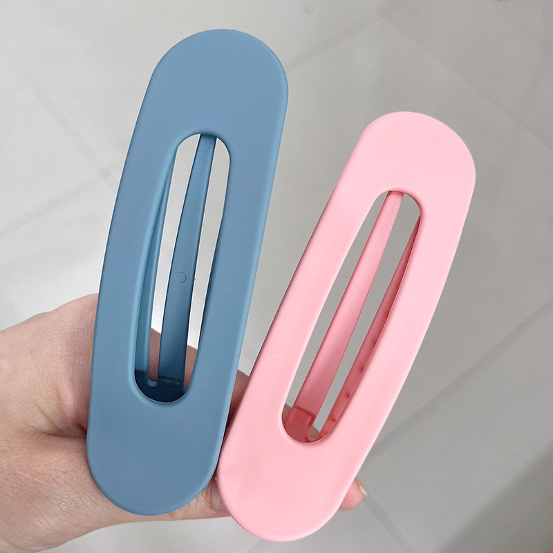 2 pçs coreano fosco para mulheres grandes grampos de cabelo fosco grande clipe franja presilhas meninas acessórios para o cabelo: Azul