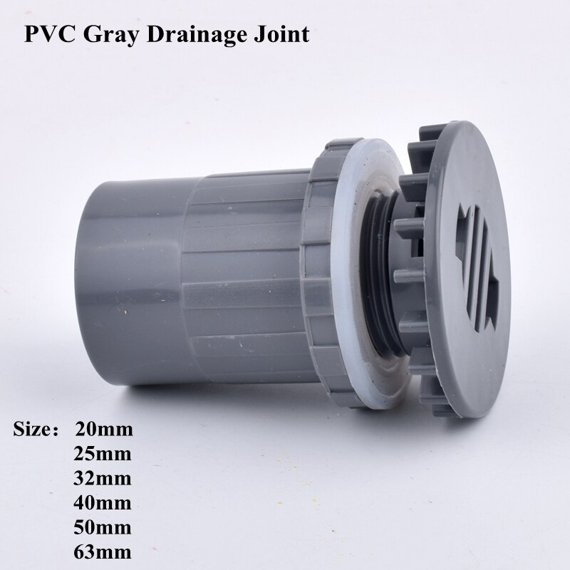 20-50mm PVC Pipe Connector Straight Drainage Joint Aquarium Fish Tank Accessories Garden Watering Irrigation Water Tube Fittings: 1pc I.D 40mm / Gray