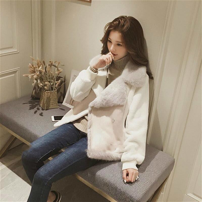 Winter Cropped Faux Leather Suede Jacket Women Female Warm Motorcycle Biker Faux Fur Lined Suede Short Coat Ladies Windbreaker