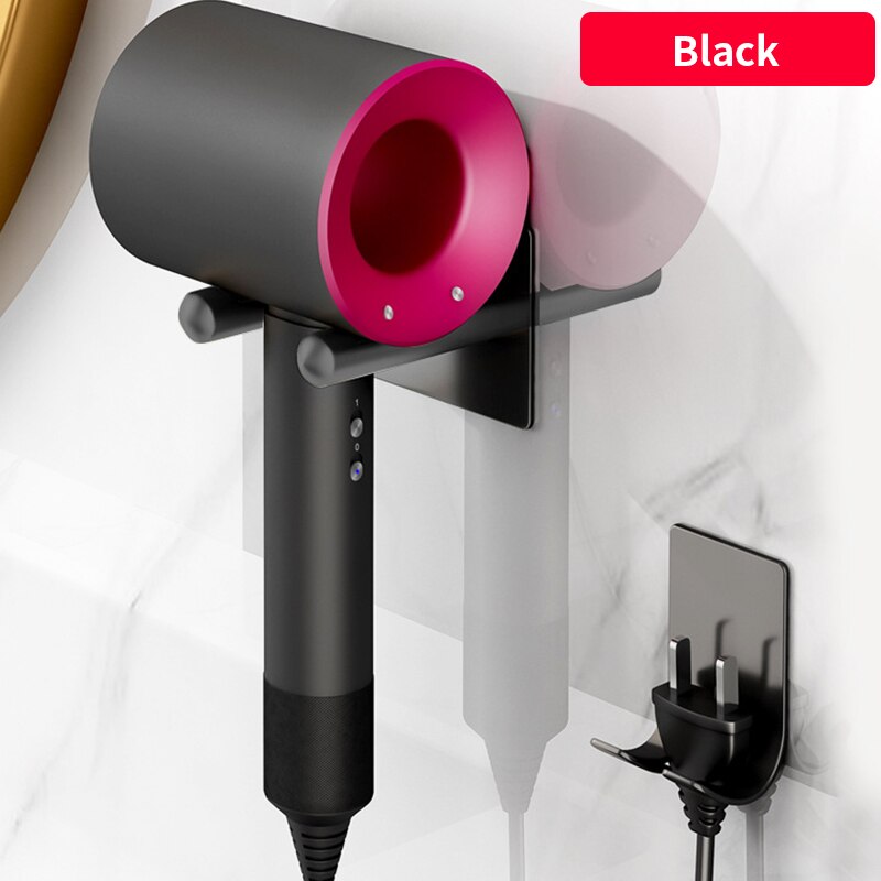 Föhn Houder Voor Dyson,Wall Mounted Rack Föhn Houder Voor Supersonische Haardrogers Opbergrek Badkamer Accessoriess: black