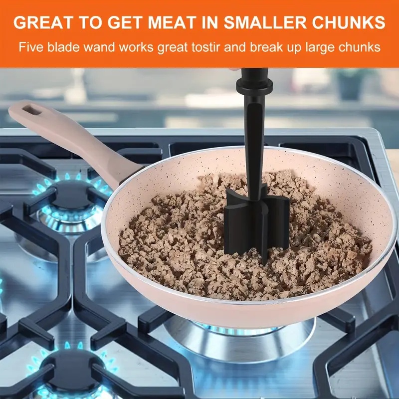 Meat Chopper Heat Resistant Ground Beef Masher Non-Stick Meat Shredder Potato Tomato Turkey Hamburger Mix Smasher Kitchen Gadget