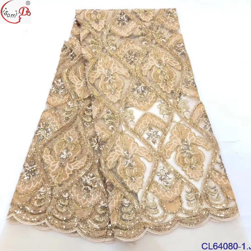 velvet cutting gold metallic thread lace fabric for CL64080