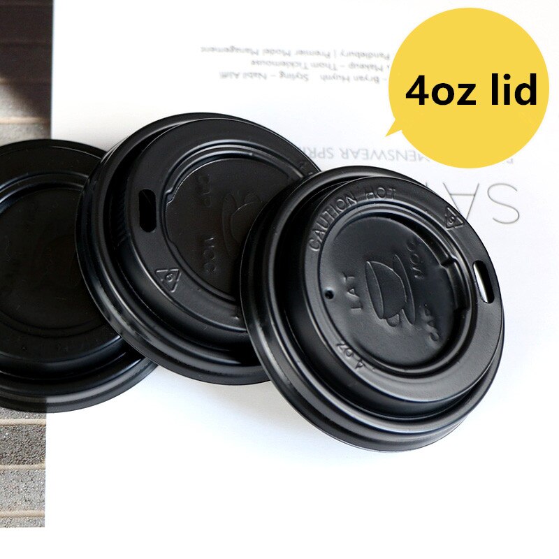100pcs Double layer paper disposable coffee cup 100ml 4oz small thick dirnking papaer cups birthday party favors milk tea cup: lid