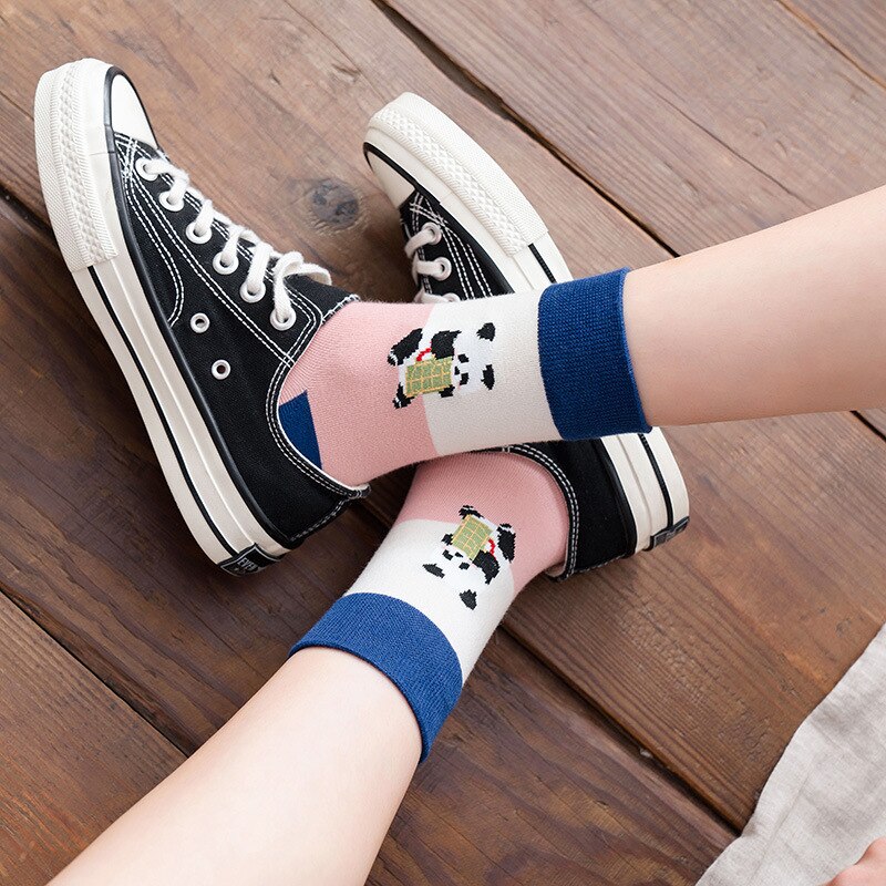 Meias femininas animal panda engraçado meias criativo streetwear doce bonito coreano kawaii dos desenhos animados meias skarpetki sokken calcetines soks