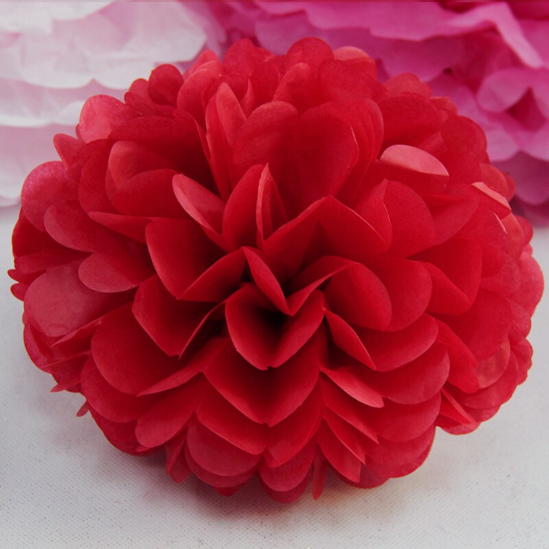 10cm 4inch Tissue Paper Flower Balls for Wedding Baby Shower Birthday Party Decoration Home Garden Decor Paper Pom Poms Pompoms: Red