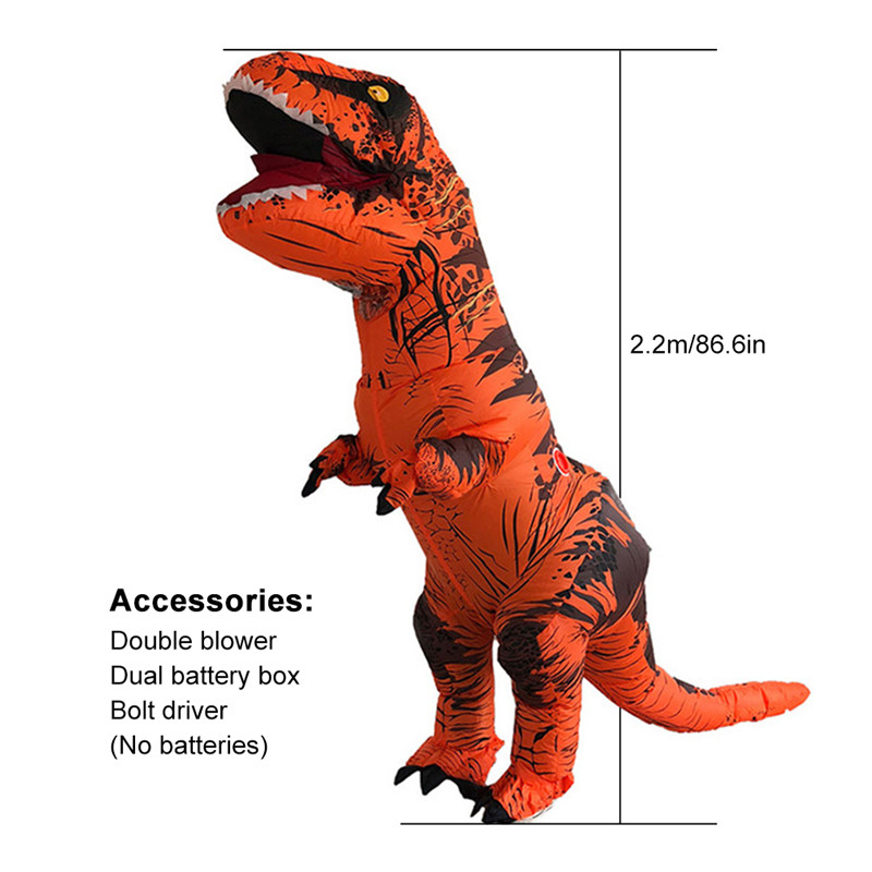 Opblaasbare Dinosaurus Kostuum voor Purim Kids Volwassen T REX Halloween Cosplay Party Opblaasbare Kostuum Mascotte Party Dinosaur Kostuum: Adult-orange